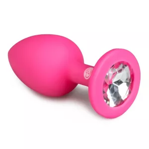 Easy Toys – szilikon anál dildó rózsaszín,áttetsző kristállyal (S méret)