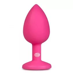   Easy Toys – szilikon anál dildó rózsaszín,áttetsző kristállyal (S méret)