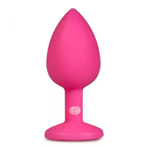 Easy Toys – szilikon anál dildó rózsaszín,áttetsző kristállyal (S méret)