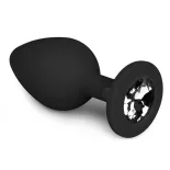   Easy Toys – szilikon anál dildó fekete, áttetsző kristállyal (M méret)