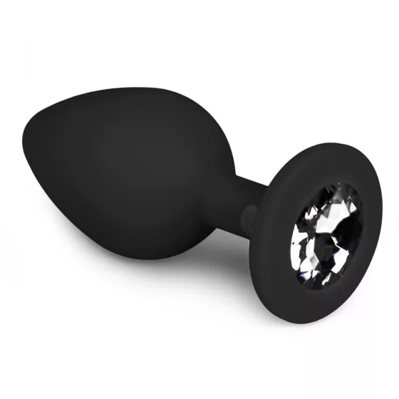 Easy Toys – szilikon anál dildó fekete, áttetsző kristállyal (M méret)