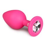   Easy Toys szilikon anál dildó, rózsaszín, áttetsző betéttel (M méret)