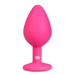   Easy Toys – szilikon anál dildó rózsaszín,áttetsző kristállyal (M méret)