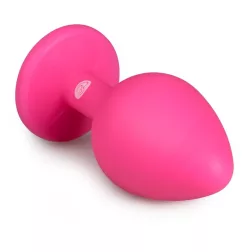   Easy Toys – szilikon anál dildó rózsaszín,áttetsző kristállyal (M méret)