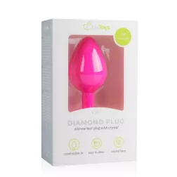   Easy Toys – szilikon anál dildó rózsaszín,áttetsző kristállyal (M méret)
