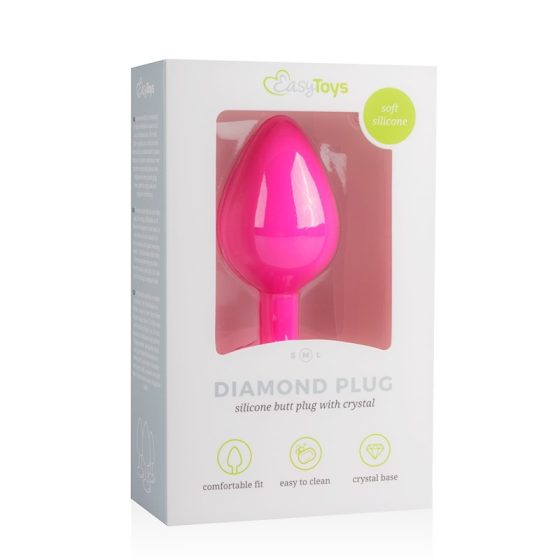 Easy Toys szilikon anál dildó, rózsaszín, áttetsző betéttel (M méret)
