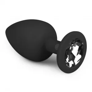 Easy Toys – szilikon anál dildó fekete, áttetsző kristállyal (L méret)
