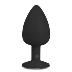   Easy Toys – szilikon anál dildó fekete, áttetsző kristállyal (L méret)