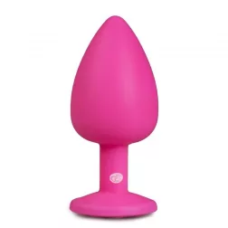   Easy Toys – szilikon anál dildó rózsaszín, áttetsző kristállyal (L méret)