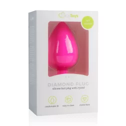   Easy Toys – szilikon anál dildó rózsaszín, áttetsző kristállyal (L méret)