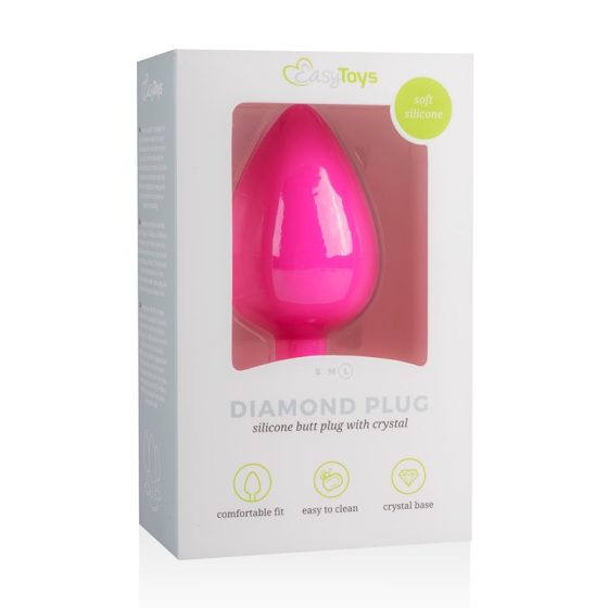 Easy Toys szilikon anál dildó, rózsaszín, áttetsző betéttel (L méret)