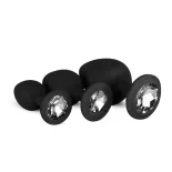   Easy Toys – 3 darabos szilikon anál dildókészlet fekete, áttetsző betéttel (szett).