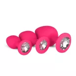   Easy Toys – 3 darabos szilikon anál dildókészlet rózsaszín, áttetsző betéttel (szett)