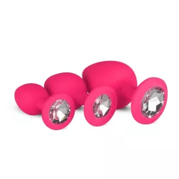   Easy Toys – 3 darabos szilikon anál dildókészlet rózsaszín, áttetsző betéttel (szett)
