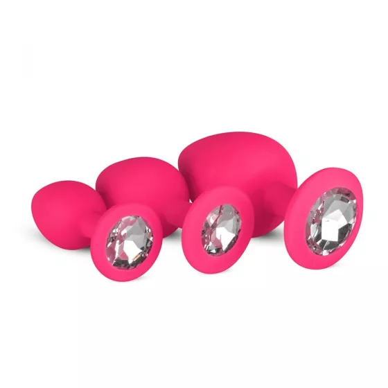 Easy Toys – 3 darabos szilikon anál dildókészlet rózsaszín, áttetsző betéttel (szett)