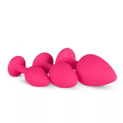   Easy Toys – 3 darabos szilikon anál dildókészlet rózsaszín, áttetsző betéttel (szett)