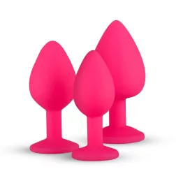   Easy Toys – 3 darabos szilikon anál dildókészlet rózsaszín, áttetsző betéttel (szett)
