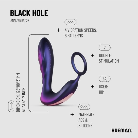 Hueman Black Hole análvibrátor, péniszgyűrűvel, távirányítóval