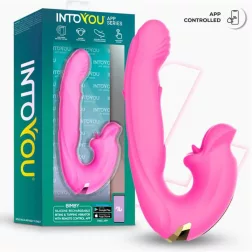   IntoYou – Bimby okosvibrátor mozgó szárrésszel, szájas csiklóizgatóval (pink, APP-os)