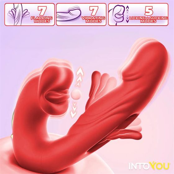 IntoYou Mouty vibrátor, mozgó szárrésszel és csiklóizgatóval (APP-os).