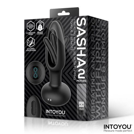 IntoYou Sasha análvibrátor mozgó betéttel, távirányítóval (fekete)