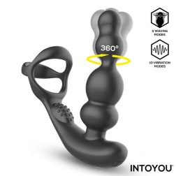   IntoYou Klark análvibrátor forgó fejrésszel, péniszhámmal, távirányítóval (fekete)