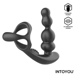   IntoYou – Klark análvibrátor forgó fejrésszel, péniszhámmal, távirányítóval (fekete).