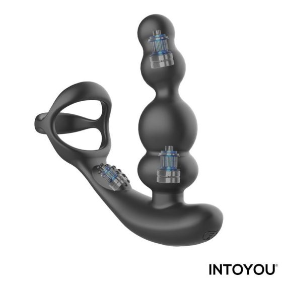IntoYou Klark análvibrátor forgó fejrésszel, péniszhámmal, távirányítóval (fekete)