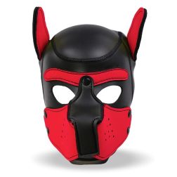 Fetish Neoprén kutyamaszk (fekete-piros)