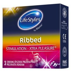 LifeStyles Ribbed 3 db redős felületű óvszer