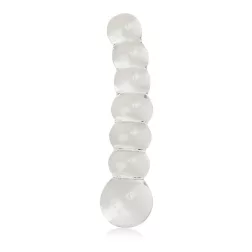   Glass Romance – hajlított gömbös dildó üvegből (áttetsző)