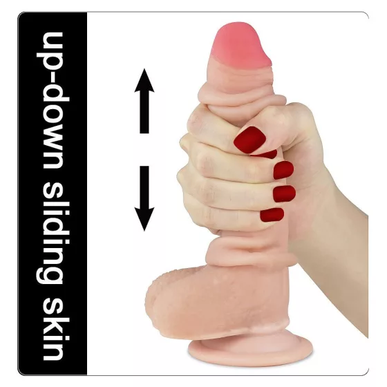 LoveToy – Sliding-Skin realisztikus bőrös dildó (17,8 cm, 7")