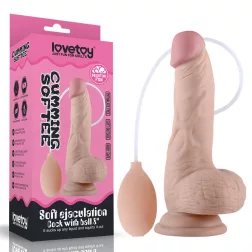 LoveToy – 8" puha, spriccelő herés dildó (20 cm)