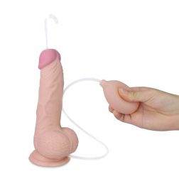 LoveToy 8" puha, spriccelő herés dildó (20 cm)