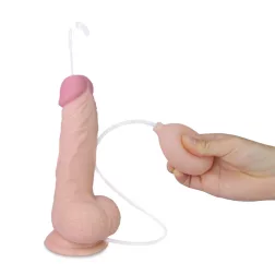 LoveToy – 8" puha, spriccelő herés dildó (20 cm)