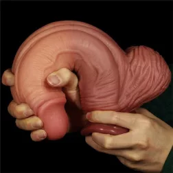   Nature Cock – dupla rétegű, extra vastag szilikon dildó (10", barna bőrszín)