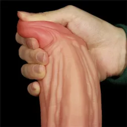   Nature Cock – dupla rétegű, extra vastag szilikon dildó (10", barna bőrszín)