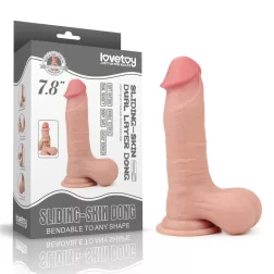   LoveToy – Sliding-Skin realisztikus bőrös dildó (20 cm, 7,8")