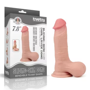LoveToy – Sliding-Skin realisztikus bőrös dildó (20 cm, 7,8")