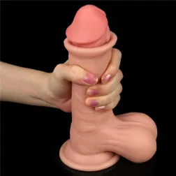   LoveToy – Sliding-Skin realisztikus bőrös dildó (20 cm, 7,8")