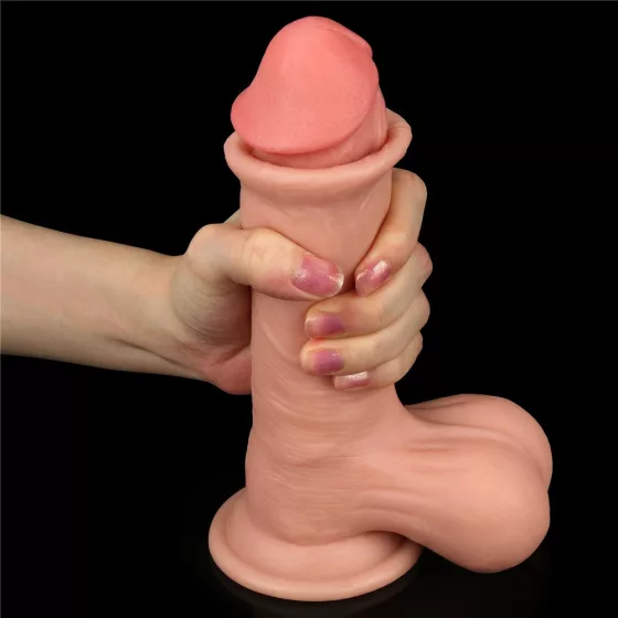 LoveToy – Sliding-Skin realisztikus bőrös dildó (20 cm, 7,8")