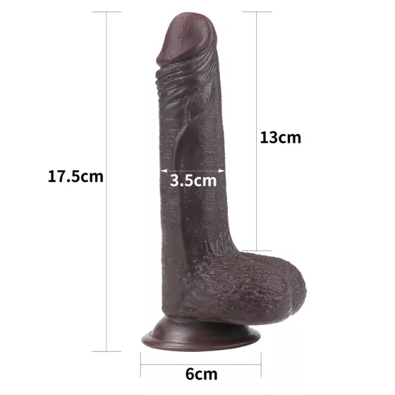 LoveToy – Sliding-Skin realisztikus barna bőrös dildó (17,8 cm, 7")