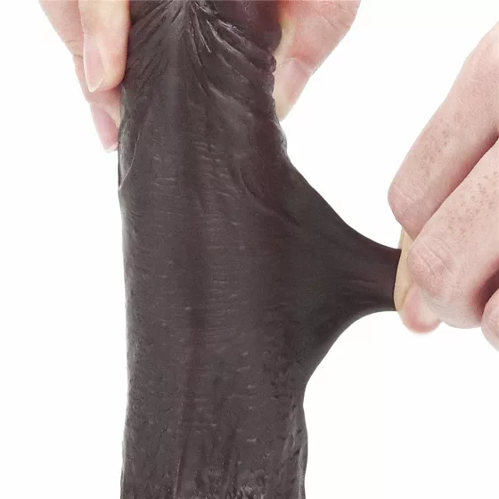 LoveToy – Sliding-Skin realisztikus barna bőrös dildó (17,8 cm, 7")