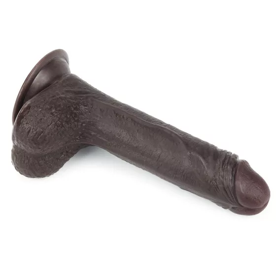 LoveToy – Sliding-Skin realisztikus barna bőrös dildó (17,8 cm, 7")