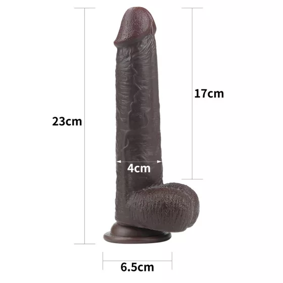 LoveToy – Sliding-Skin realisztikus barna bőrös dildó (22,6 cm, 9")