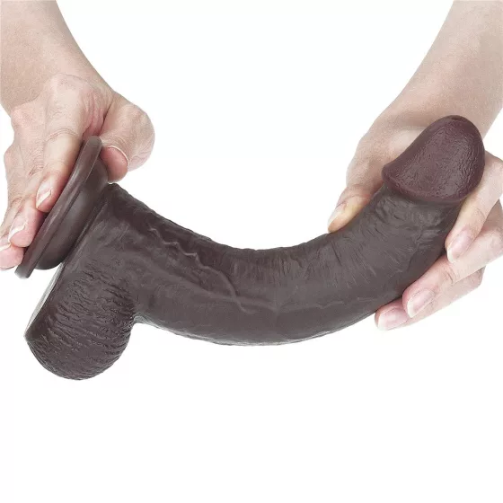 LoveToy – Sliding-Skin realisztikus barna bőrös dildó (22,6 cm, 9")