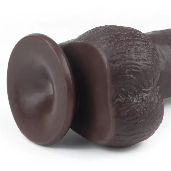 LoveToy – Sliding-Skin realisztikus barna bőrös dildó (22,6 cm, 9")