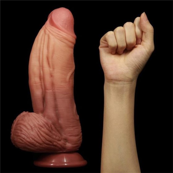 Nature Cock dupla rétegű, extra vastag szilikon dildó (10" - világos bőrszín)
