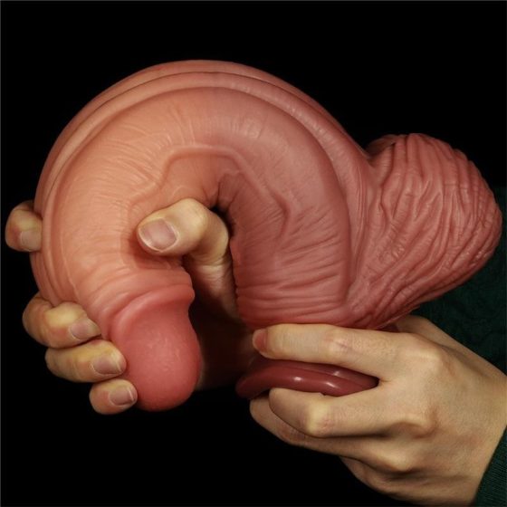 Nature Cock dupla rétegű, extra vastag szilikon dildó (10" - világos bőrszín)