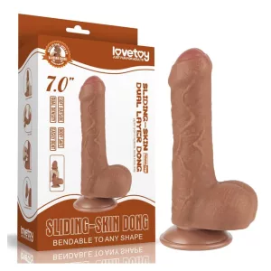 LoveToy – Sliding-Skin realisztikus világosbarna bőrös dildó (17,8 cm, 7")